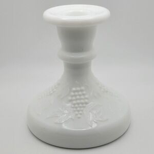 Vintage Milk Glass Grape & Leaf Candlestick Holder White Cottagecore‎ Farmhouse